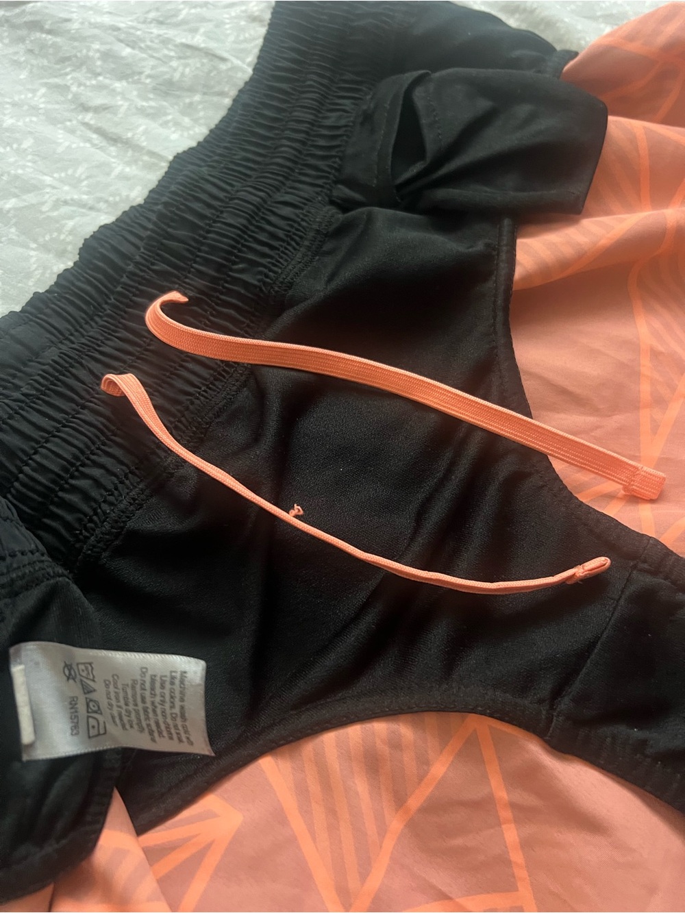 Champion Black Athletic Shorts with Pink Geometric Trim - Picture 4 of 4